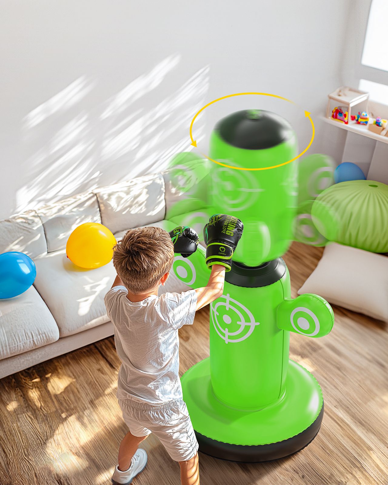 QPAU 360° Rotatable Kids Punching Bag with Gloves - QPAU