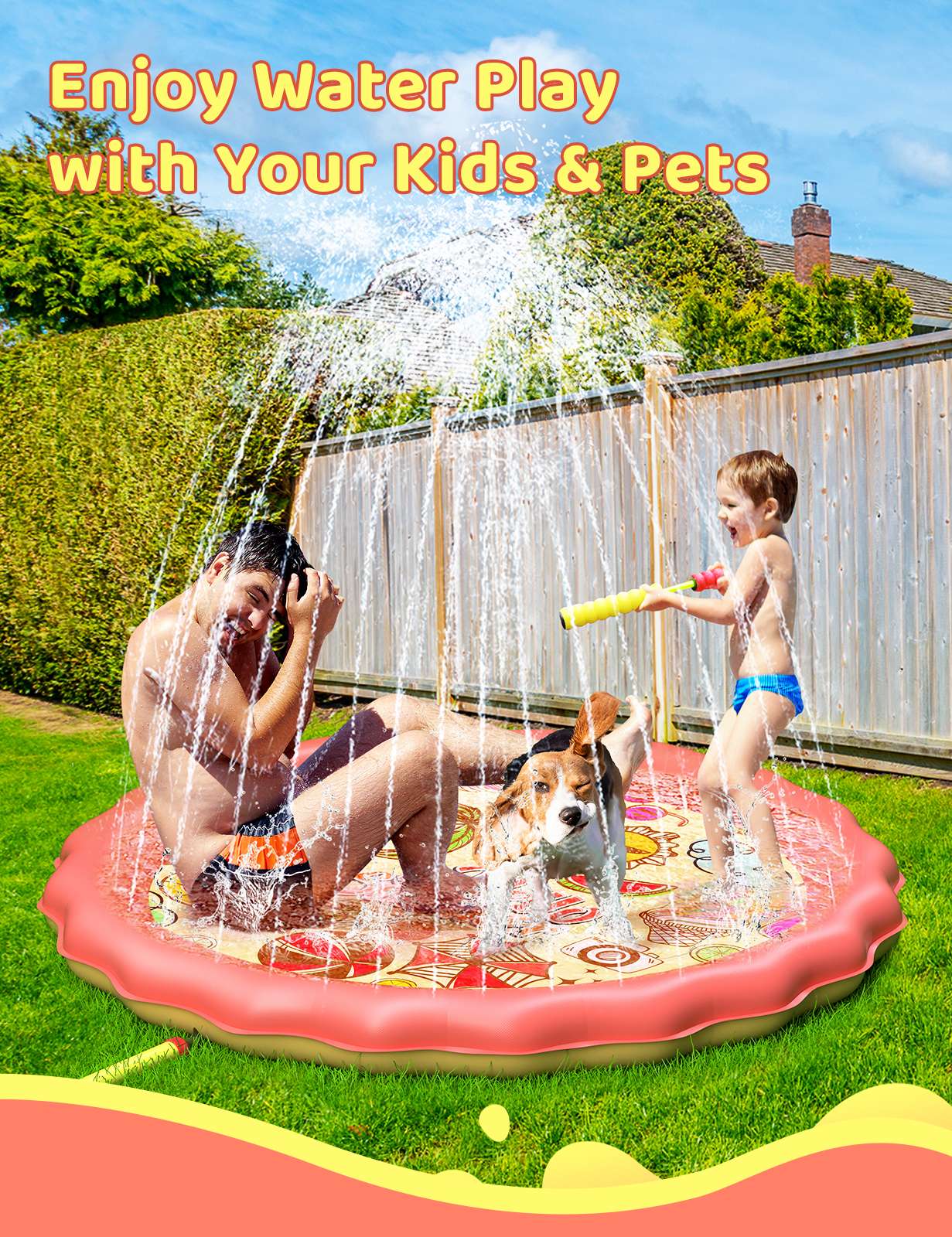 QPAU 67" Splash Pad for Dogs & Kids - QPAU