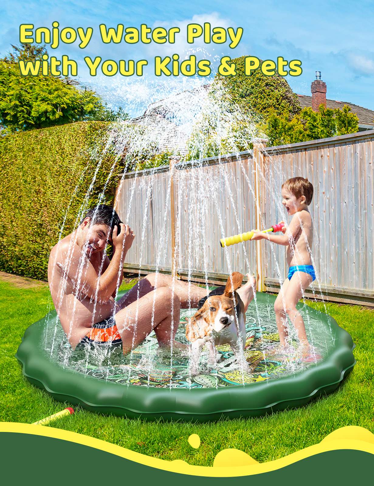 QPAU 67" Splash Pad for Dogs & Kids - QPAU