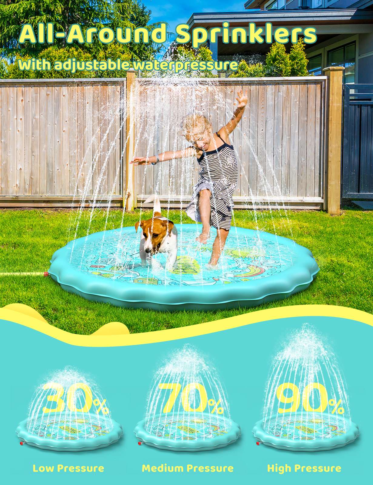 QPAU 67" Splash Pad for Dogs & Kids - QPAU