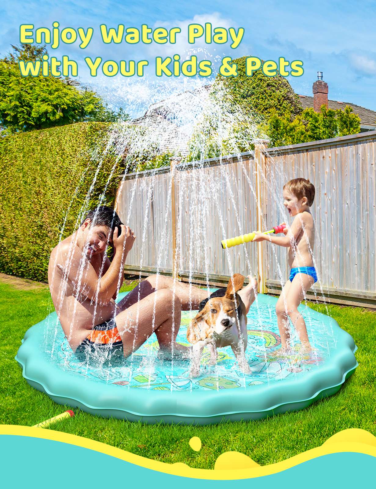 QPAU 67" Splash Pad for Dogs & Kids - QPAU