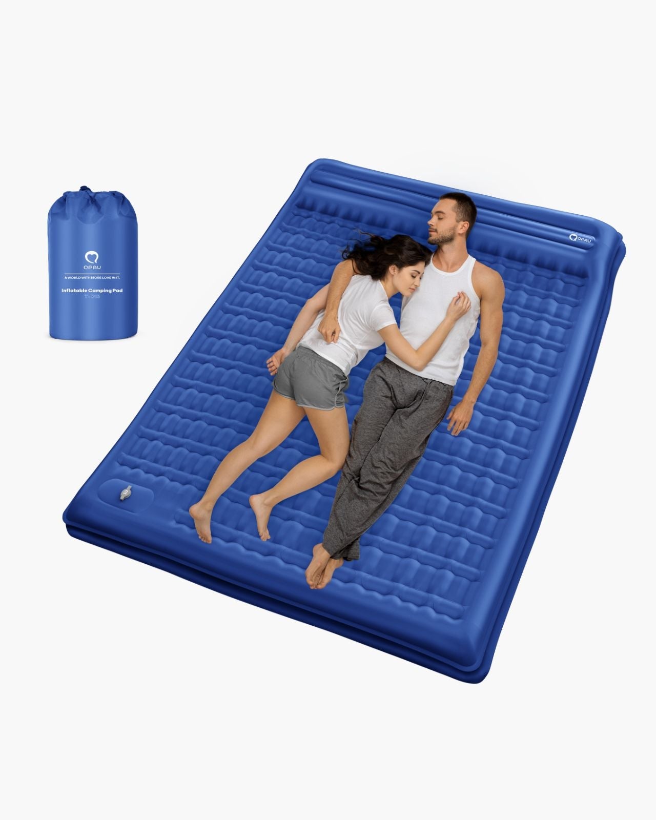 QPAU Camping Sleeping Pad 2 Person Camping Mat Blue