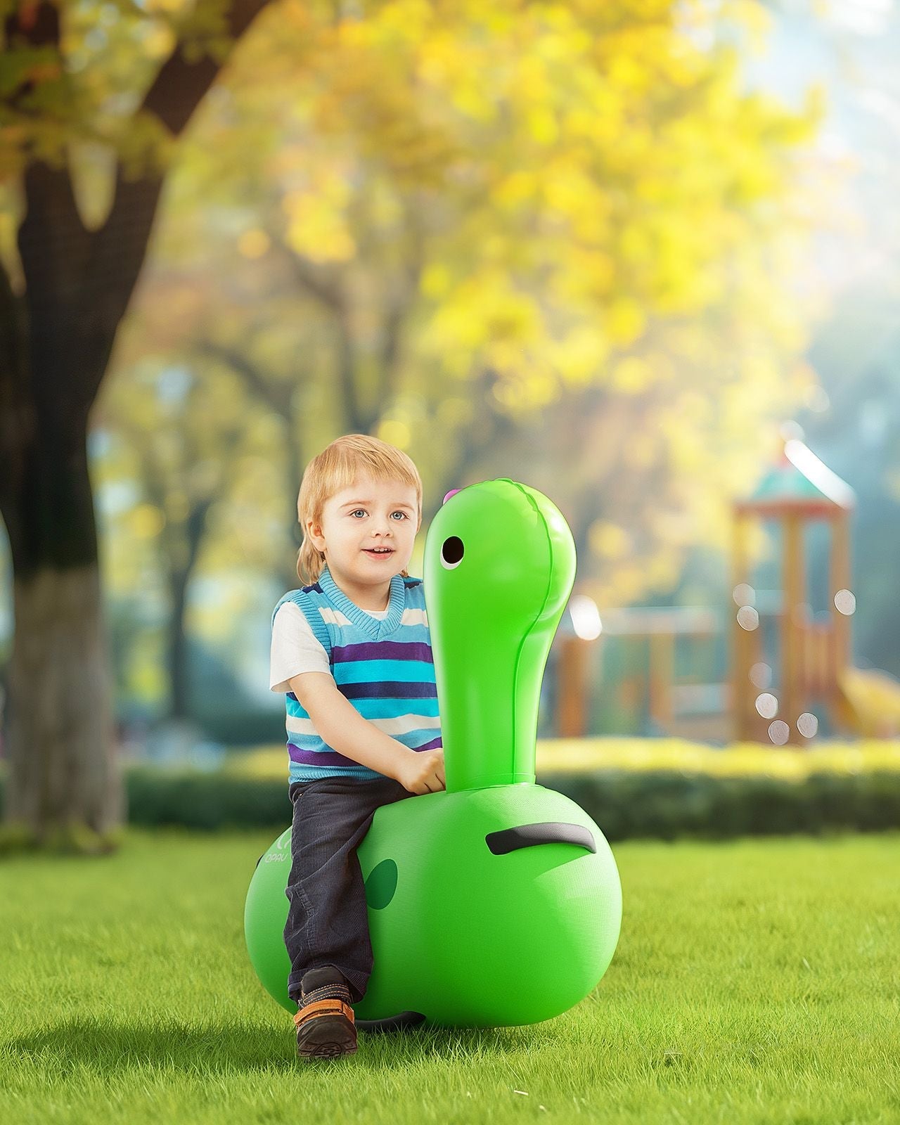 QPAU Dinosaur Bouncy Horse - Super Bouncy Ride - On Toy for Toddlers - QPAU