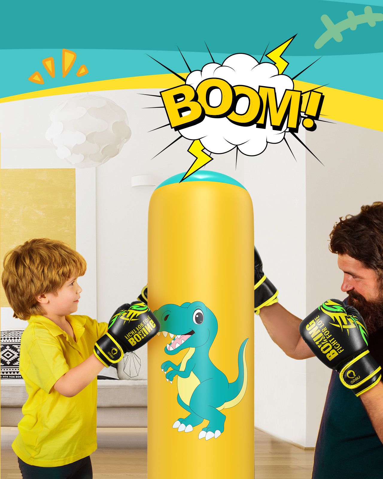 QPAU Dinosaur Inflatable Punching Bag for Kids 3 - 6 - QPAU