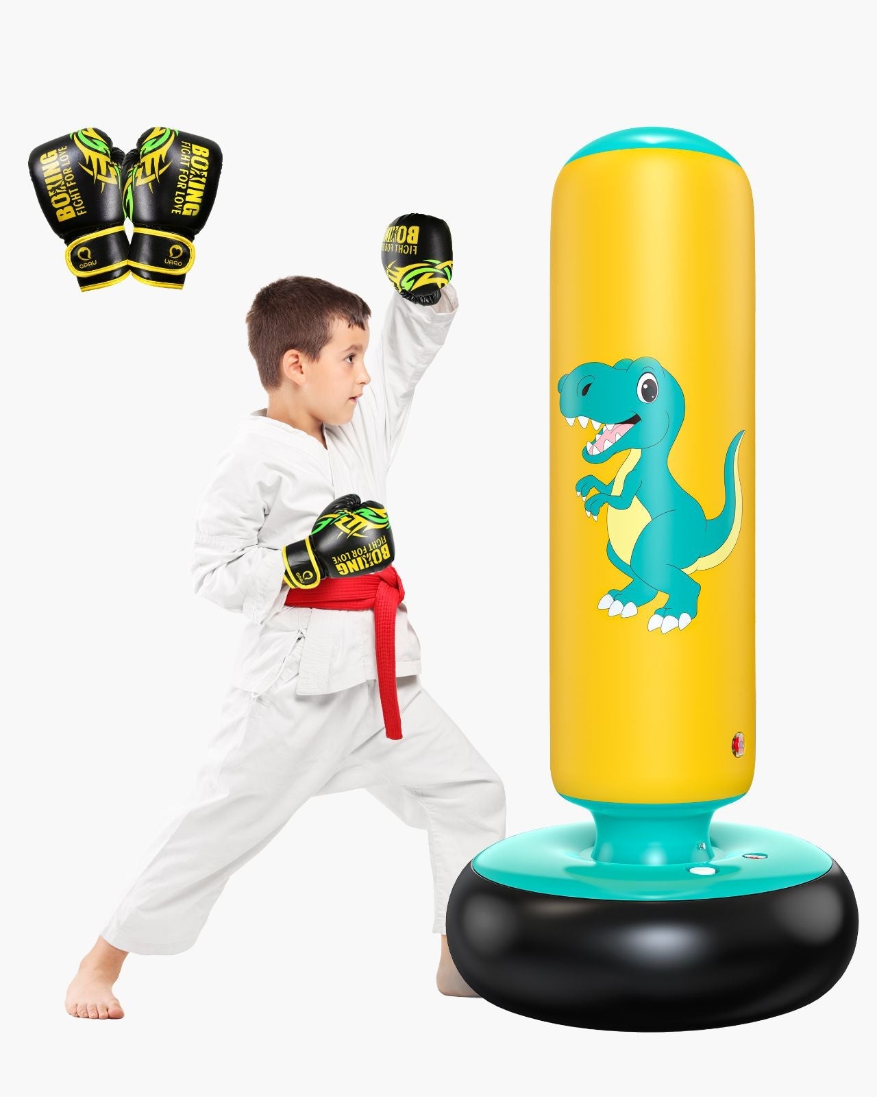 QPAU Dinosaur Inflatable Punching Bag for Kids 3 6