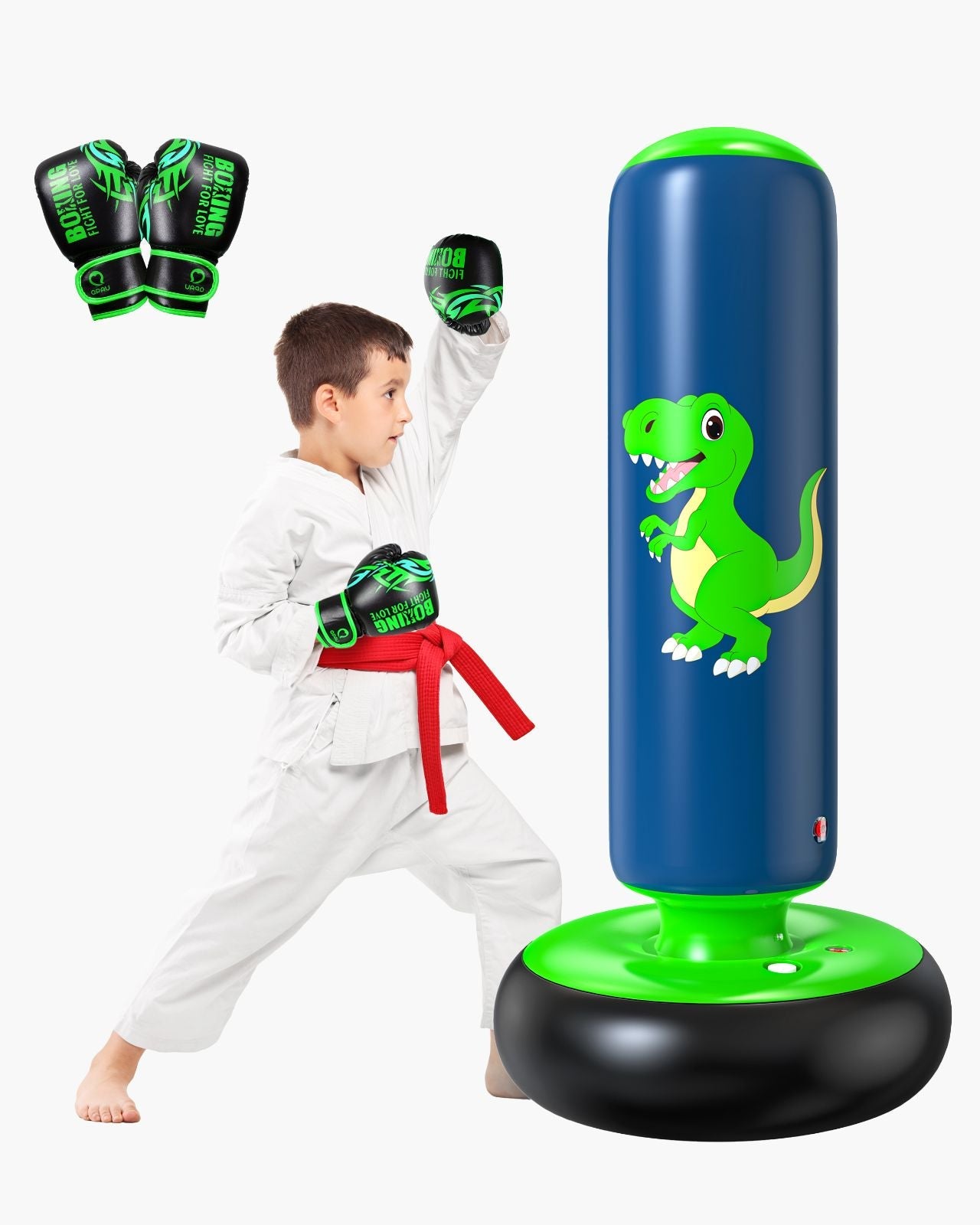 QPAU Dinosaur Inflatable Punching Bag for Kids 3 - 6 - QPAU