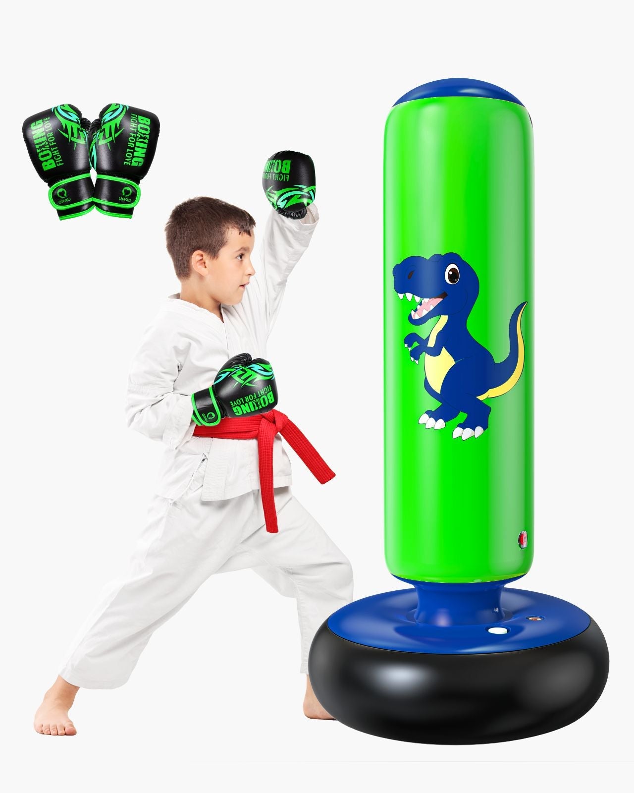 QPAU Dinosaur Inflatable Punching Bag for Kids 3 - 6 - QPAU