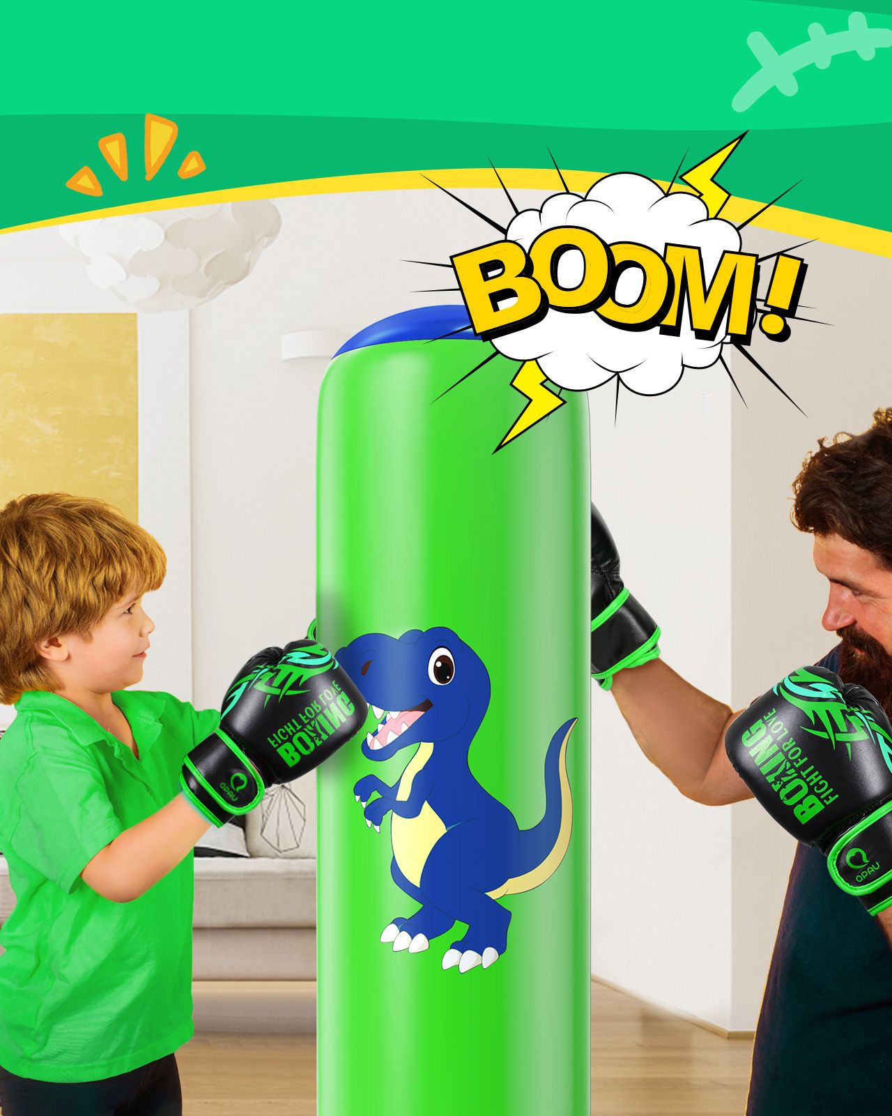 QPAU Dinosaur Inflatable Punching Bag for Kids 3 - 6 - QPAU