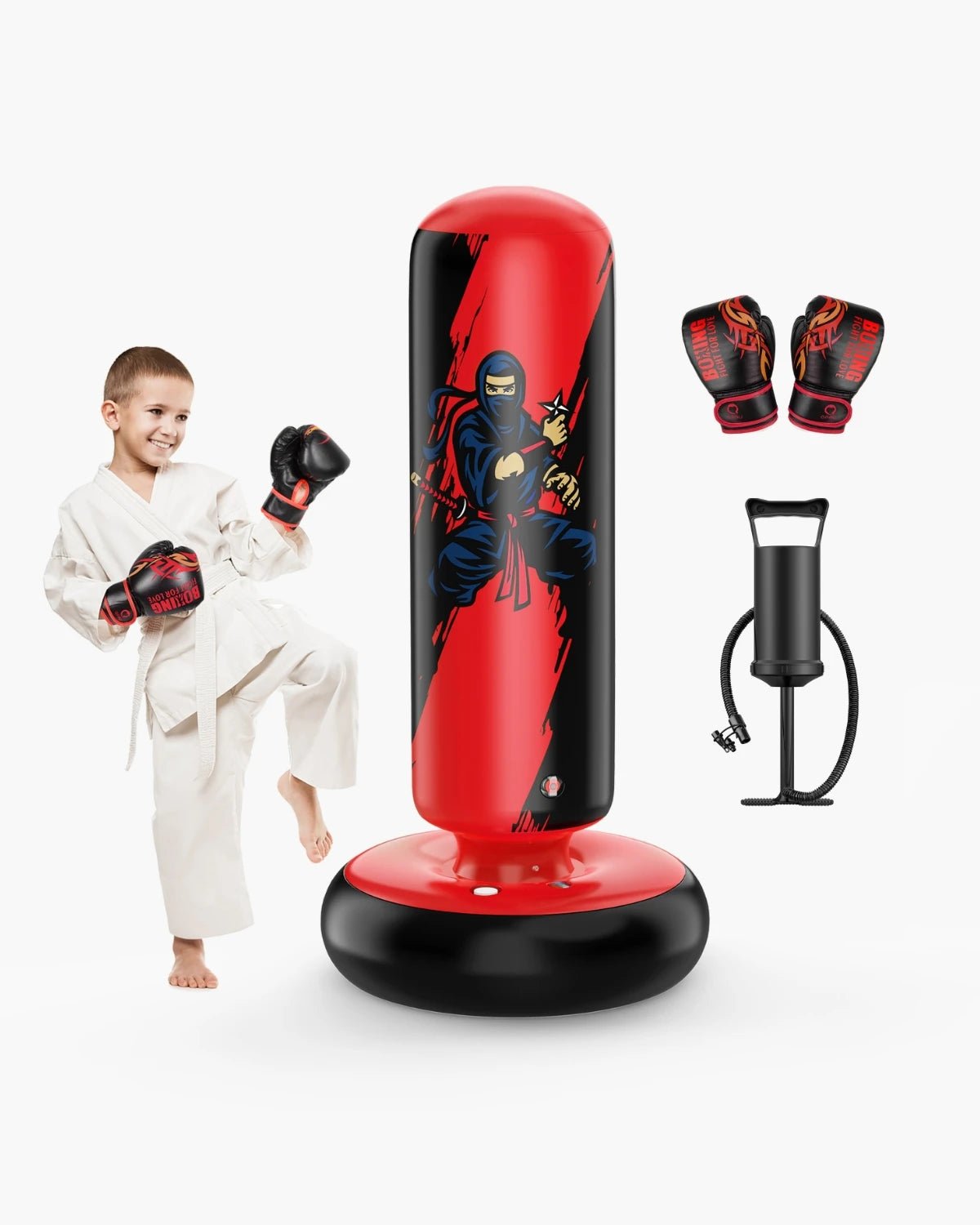 QPAU Durable Kids Punching Bag with Gloves - QPAU