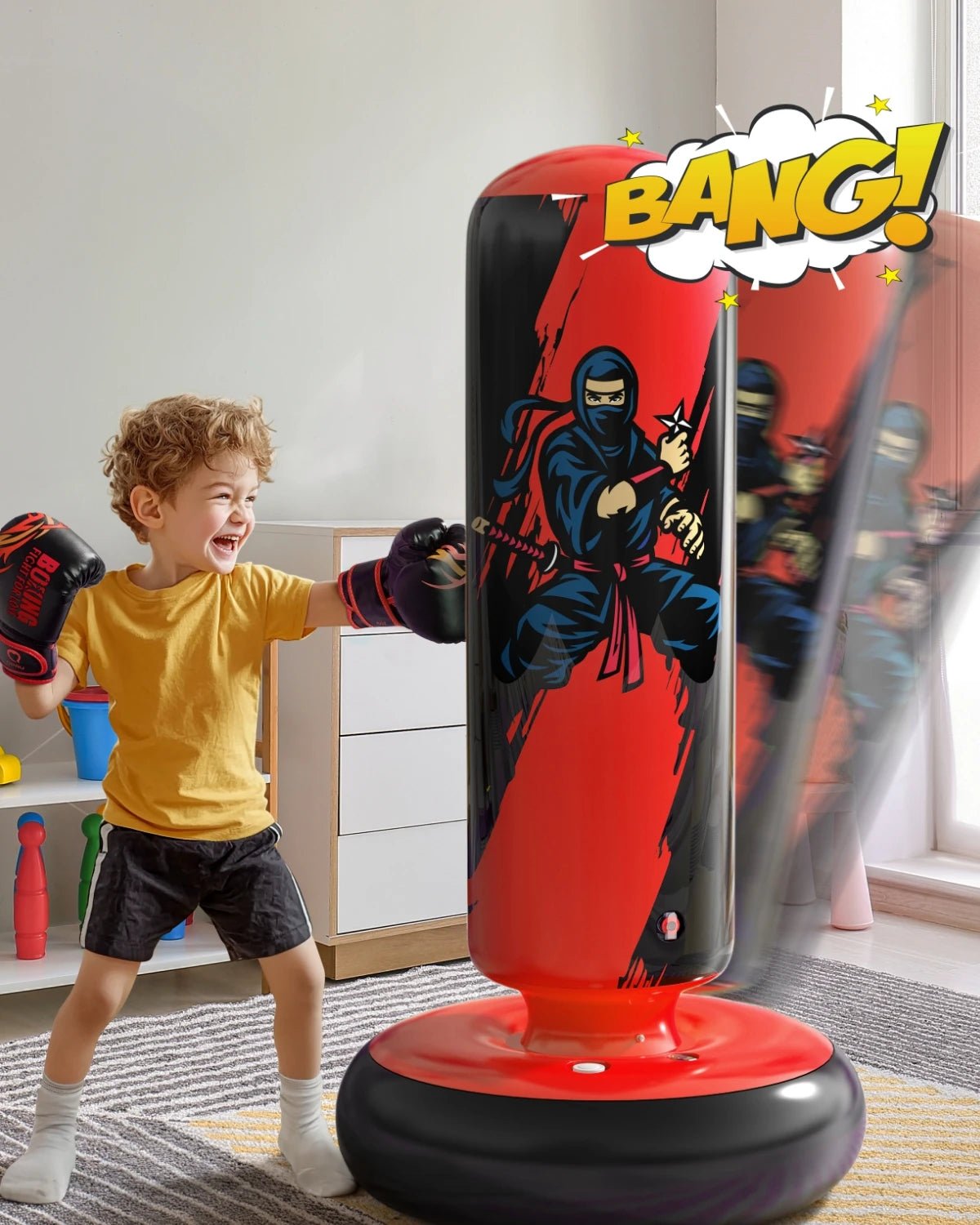 QPAU Durable Kids Punching Bag with Gloves - QPAU