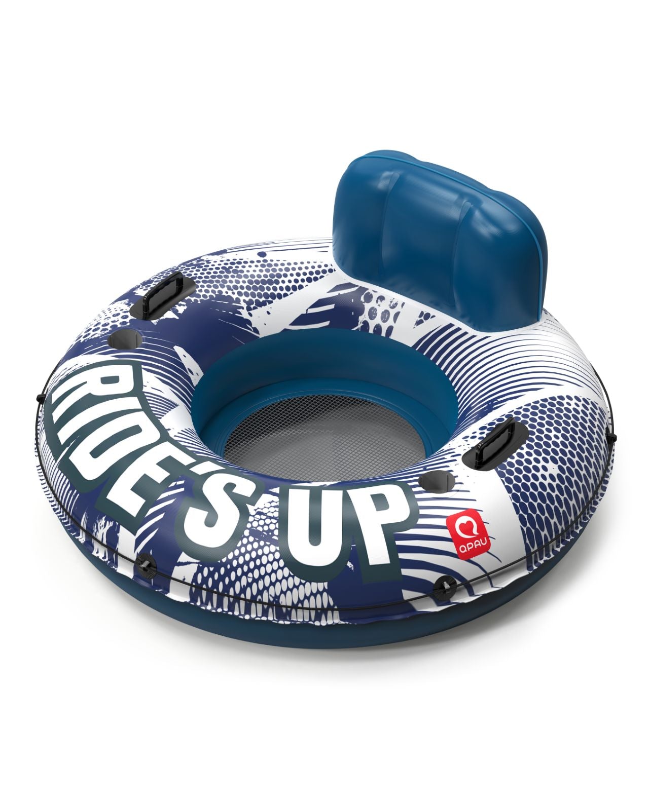 QPAU Heavy Duty Inflatable River Tube with Backrest & Cup Holders - QPAU