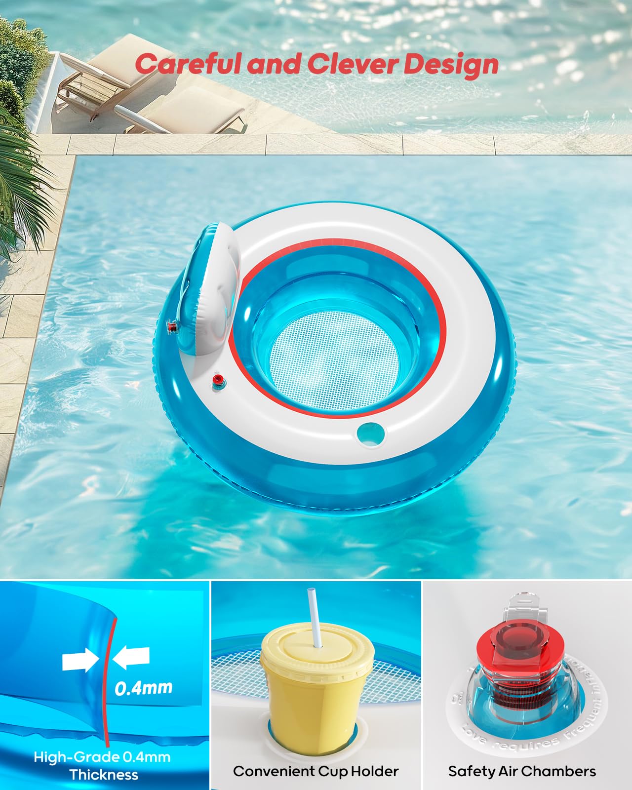 QPAU Inflatable Pool Float 2 Pack | Summer Water Play Party - QPAU