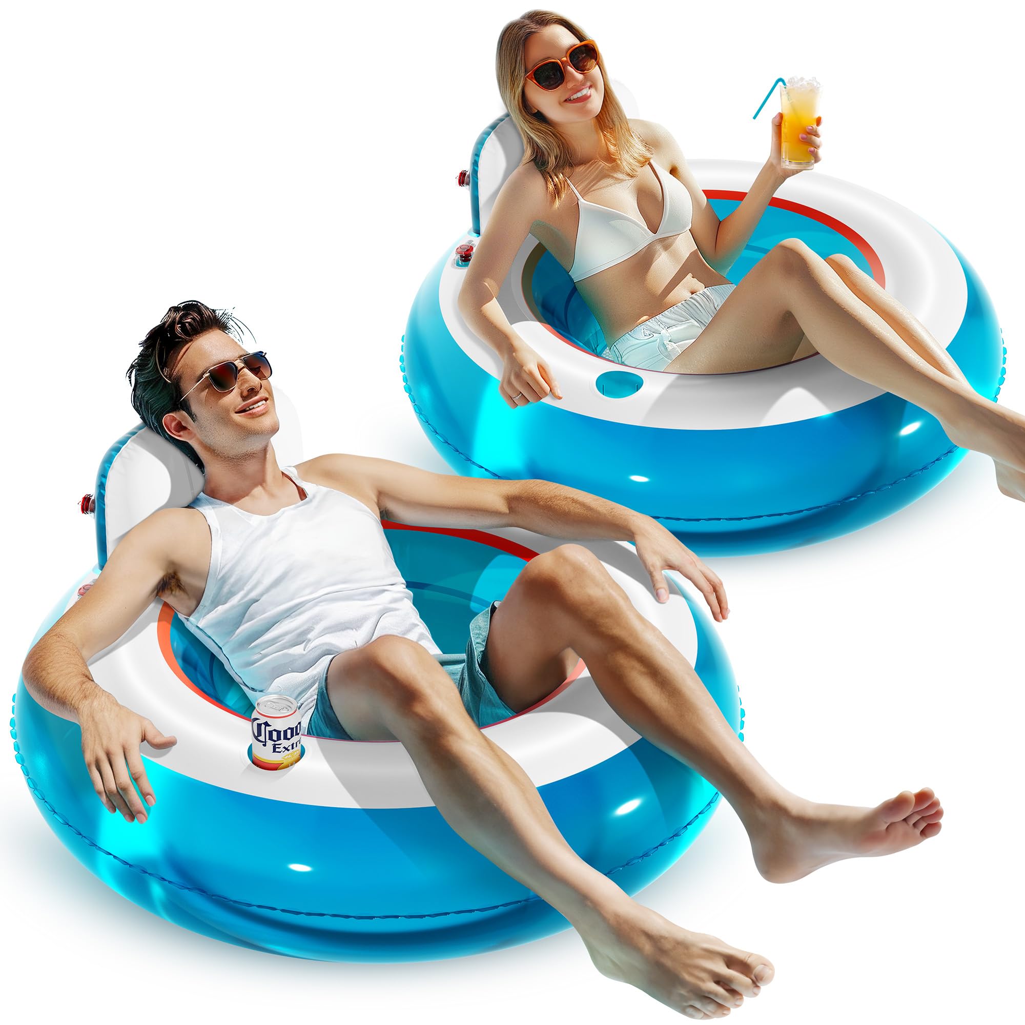 QPAU Inflatable Pool Float 2 Pack | Summer Water Play Party - QPAU