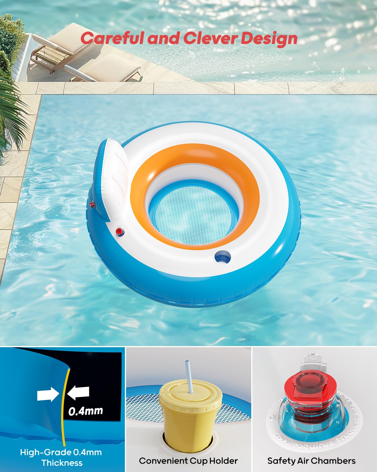 QPAU Inflatable Pool Floats | Summer Water Play Party - QPAU