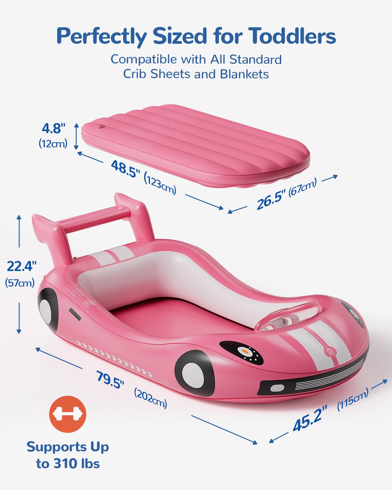 QPAU Inflatable Toddler Travel Bed with Racing Car Design - QPAU