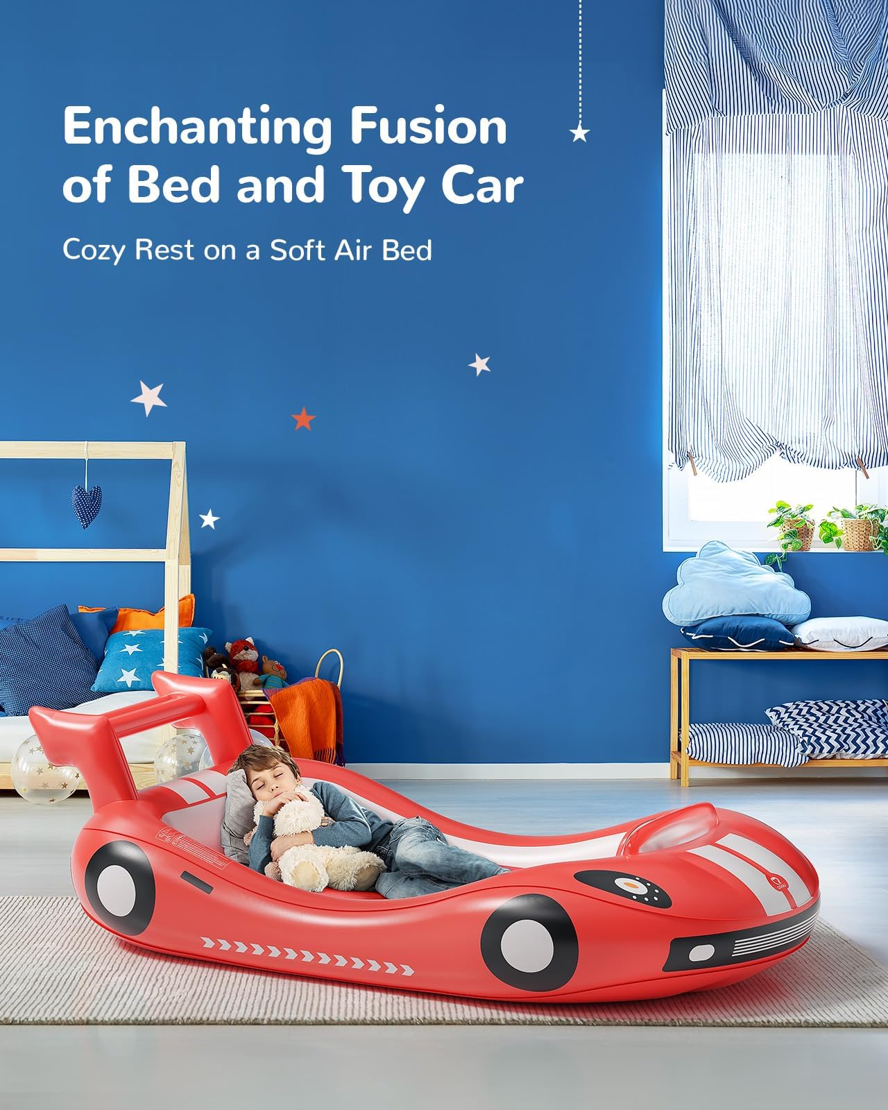 QPAU Inflatable Toddler Travel Bed with Racing Car Design - QPAU