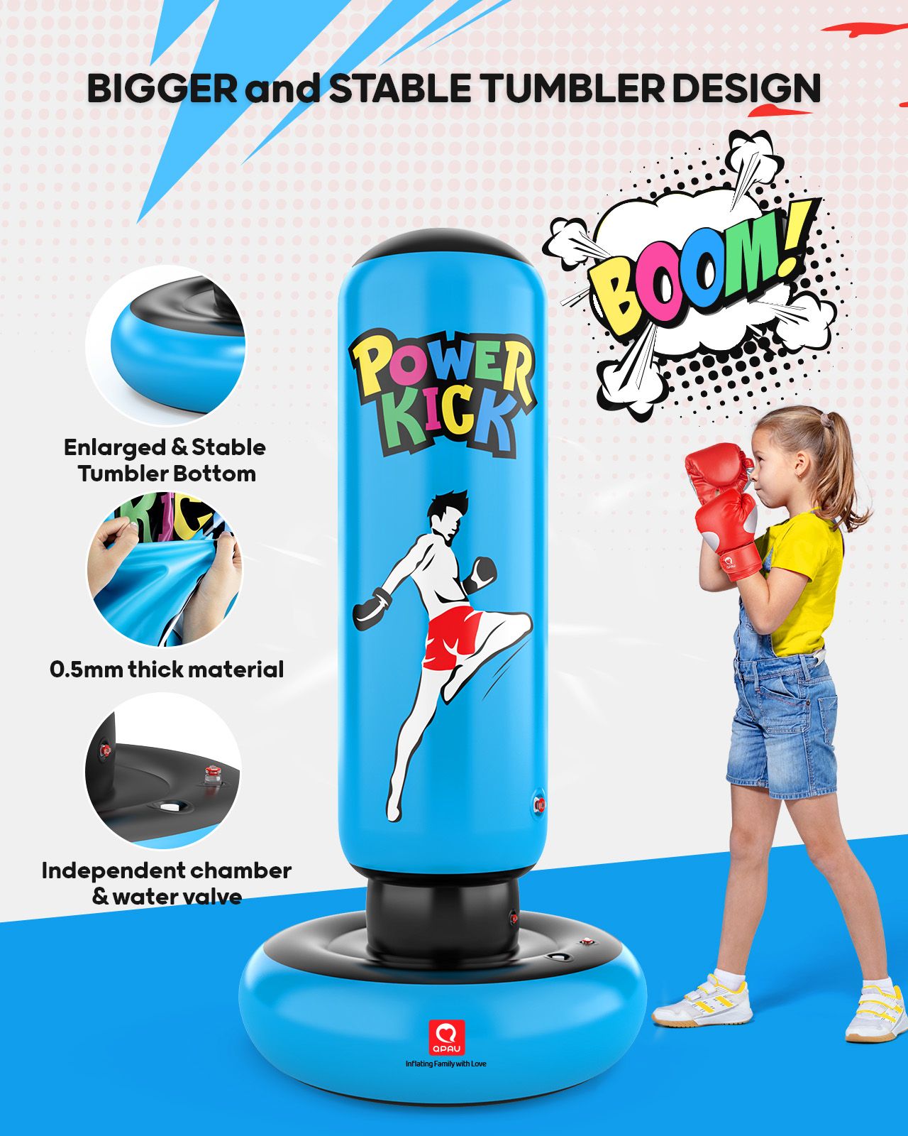 QPAU Larger Stable Punching Bag for Kids - QPAU