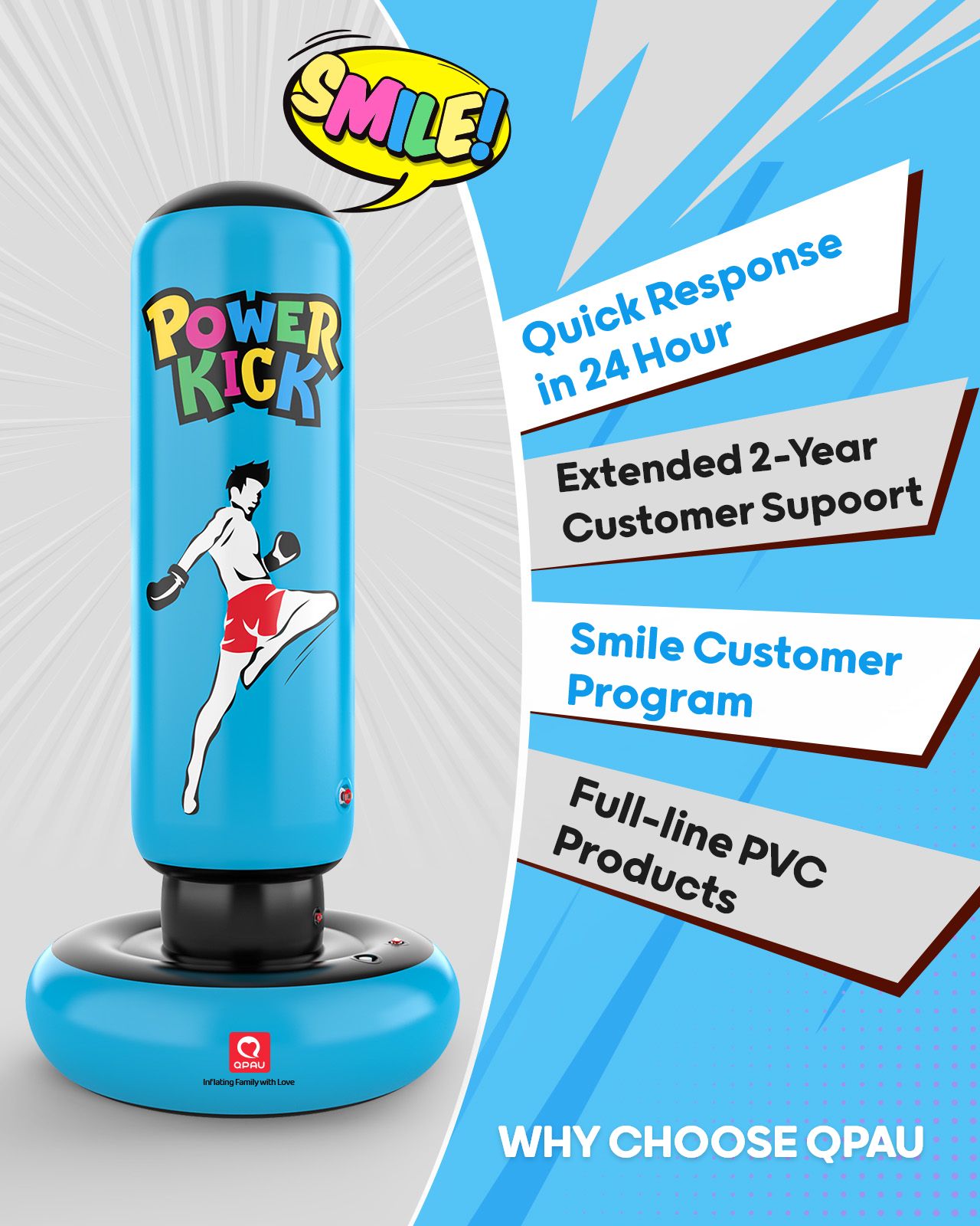 QPAU Larger Stable Punching Bag for Kids