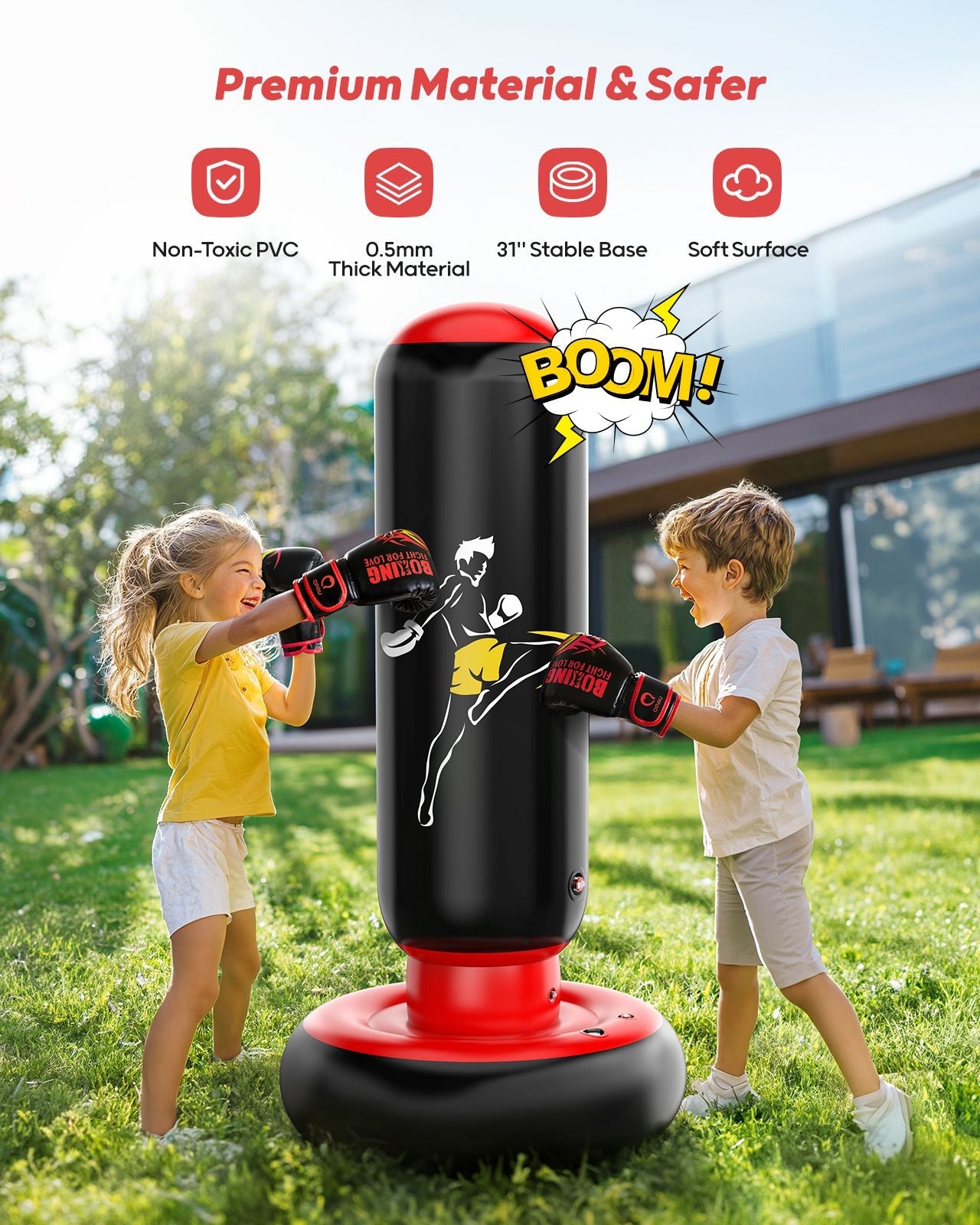 QPAU Larger Stable Punching Bag for Kids - QPAU