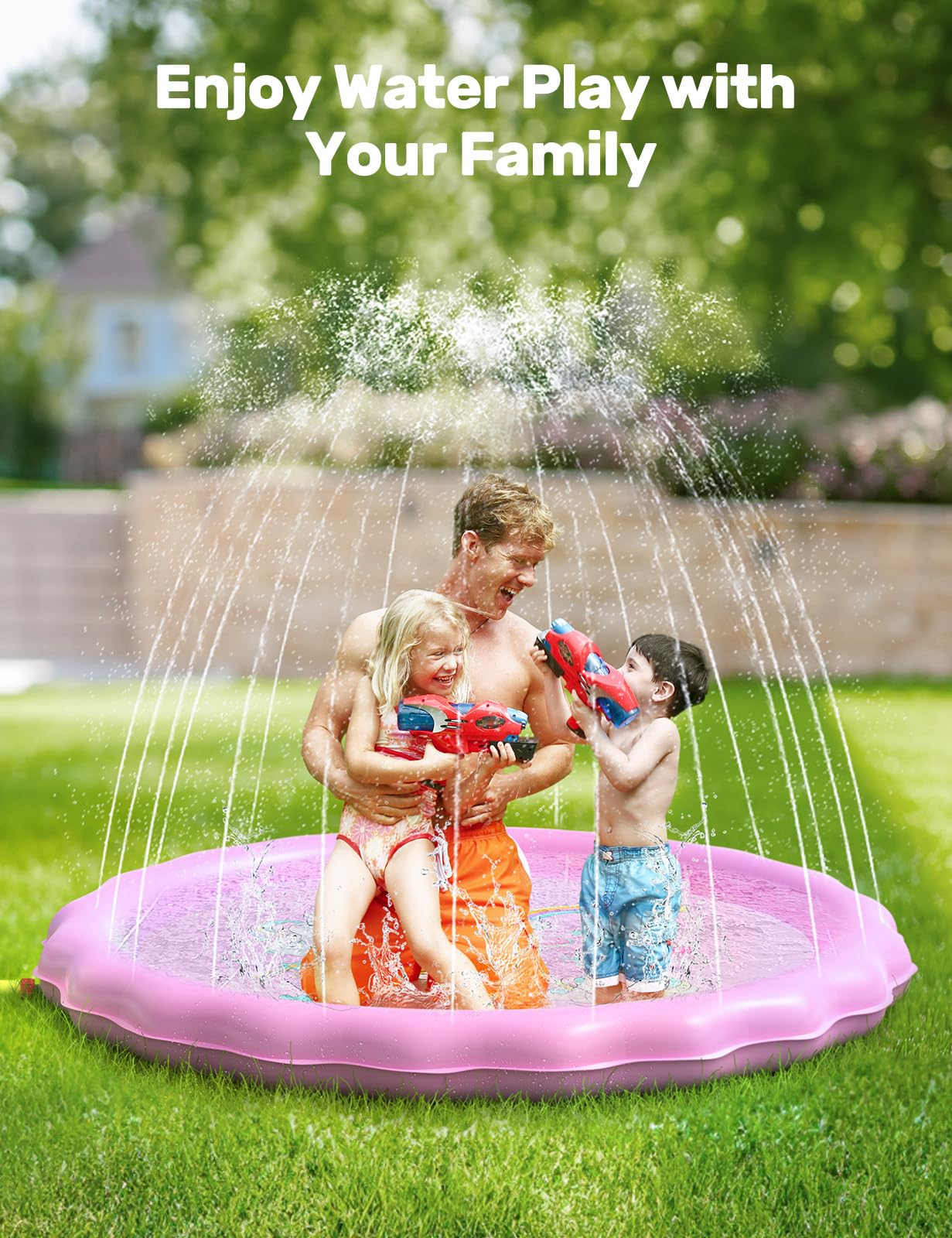 QPAU Splash Pad | 67" Non - Slip Kids Splash Pad for Outside - QPAU