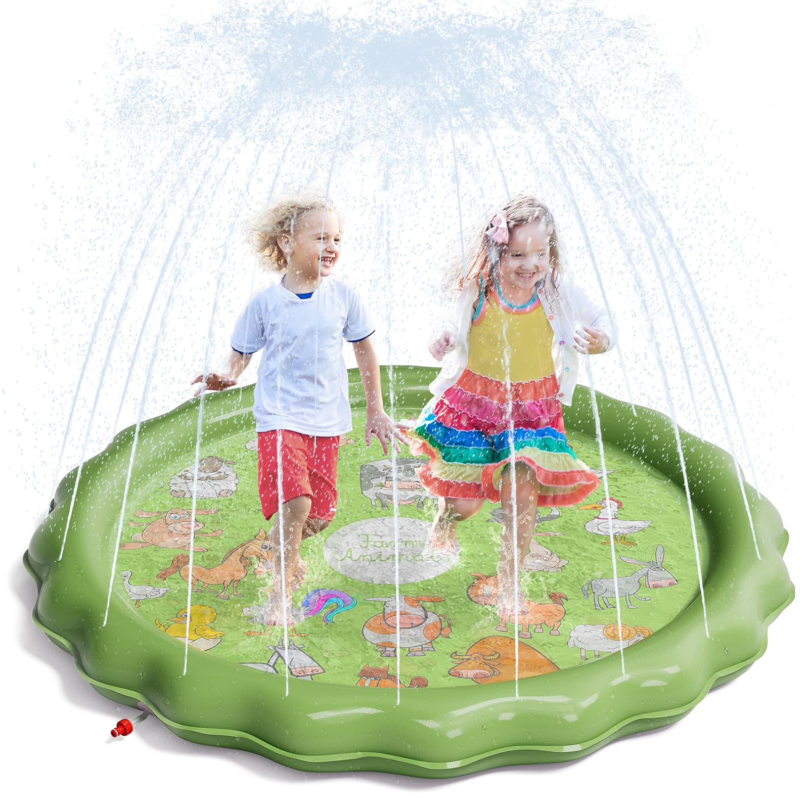 QPAU Splash Pad | 67" Non - Slip Kids Splash Pad for Outside - QPAU