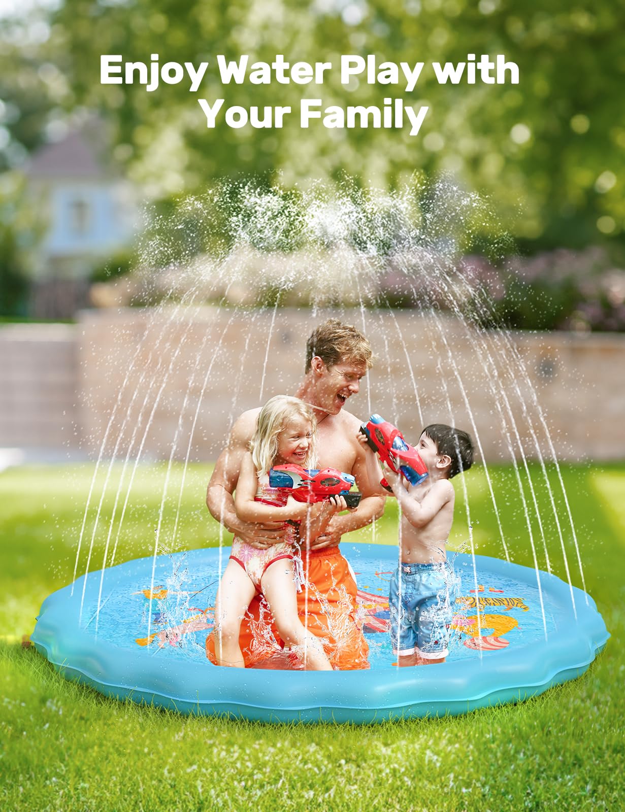 QPAU Splash Pad | 67" Non - Slip Kids Splash Pad for Outside - QPAU