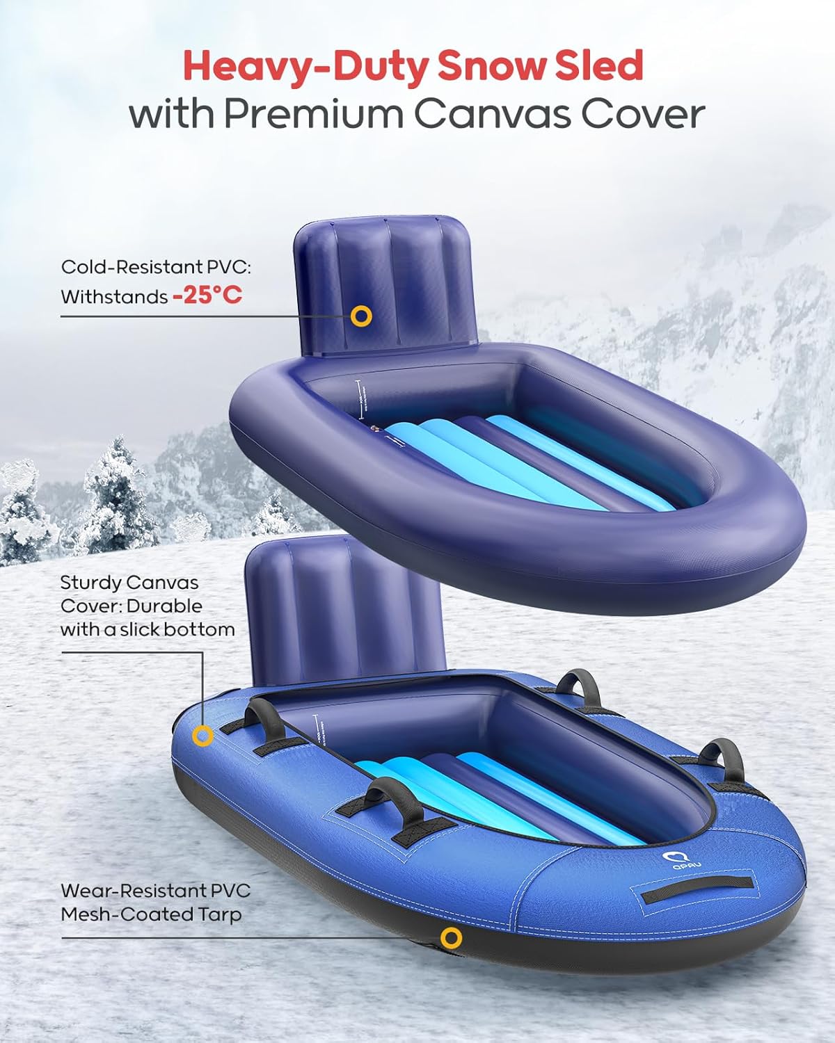 Snow Sled with Premium Canvas Cover - QPAU