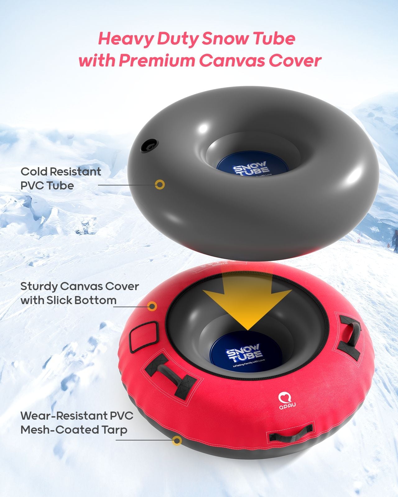 Snow Tube with Premium Canvas Cover - 2 Pack - QPAU