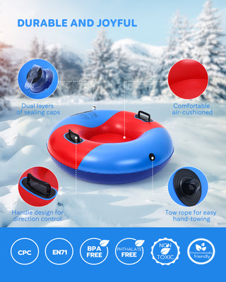 35" Inflatable Snow Tube for Toddlers & Kids - Red - QPAUSTORE