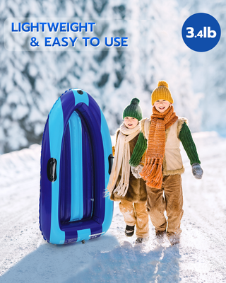 47" Inflatable Snow Sled for Kids & Adults - Blue - QPAUSTORE